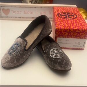 Tory Burch Quilted Billy Slippers Velvet/Leather